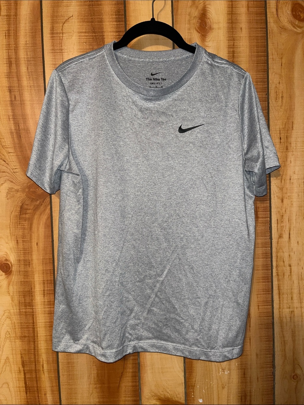 Nike Short Sleeve Dri-FIT Tee in Light Gray with Black Swoosh